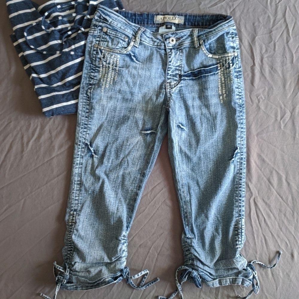Apollo Distressed Capri Jeans Size 3/4 ~EUC~
